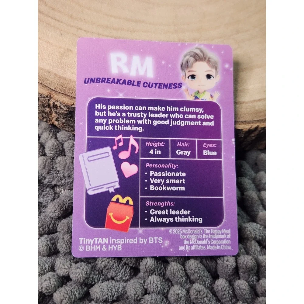 Tiny Tan BTS McDonald Happy Meal Toy -‎ #1 RM W/ BOX & CARD!